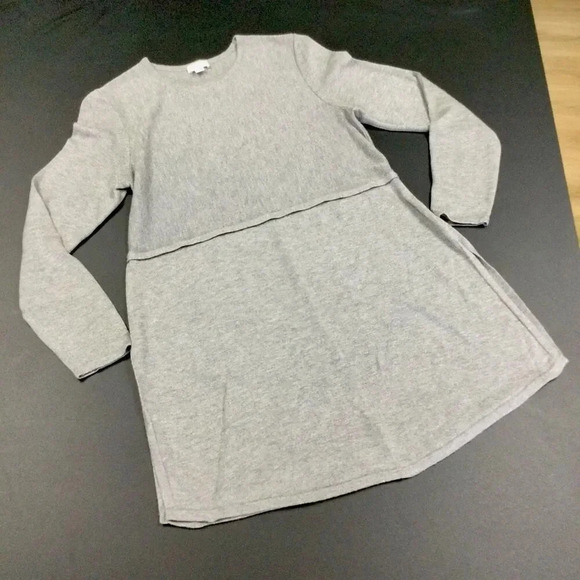 J. Jill Womens Gray Wool Blend Knit Side Slits Long Tunic Sweater Dress Medium - Picture 3 of 11